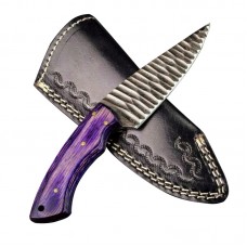 Damascus handmade skinner knife beautiful structure free leather sheath